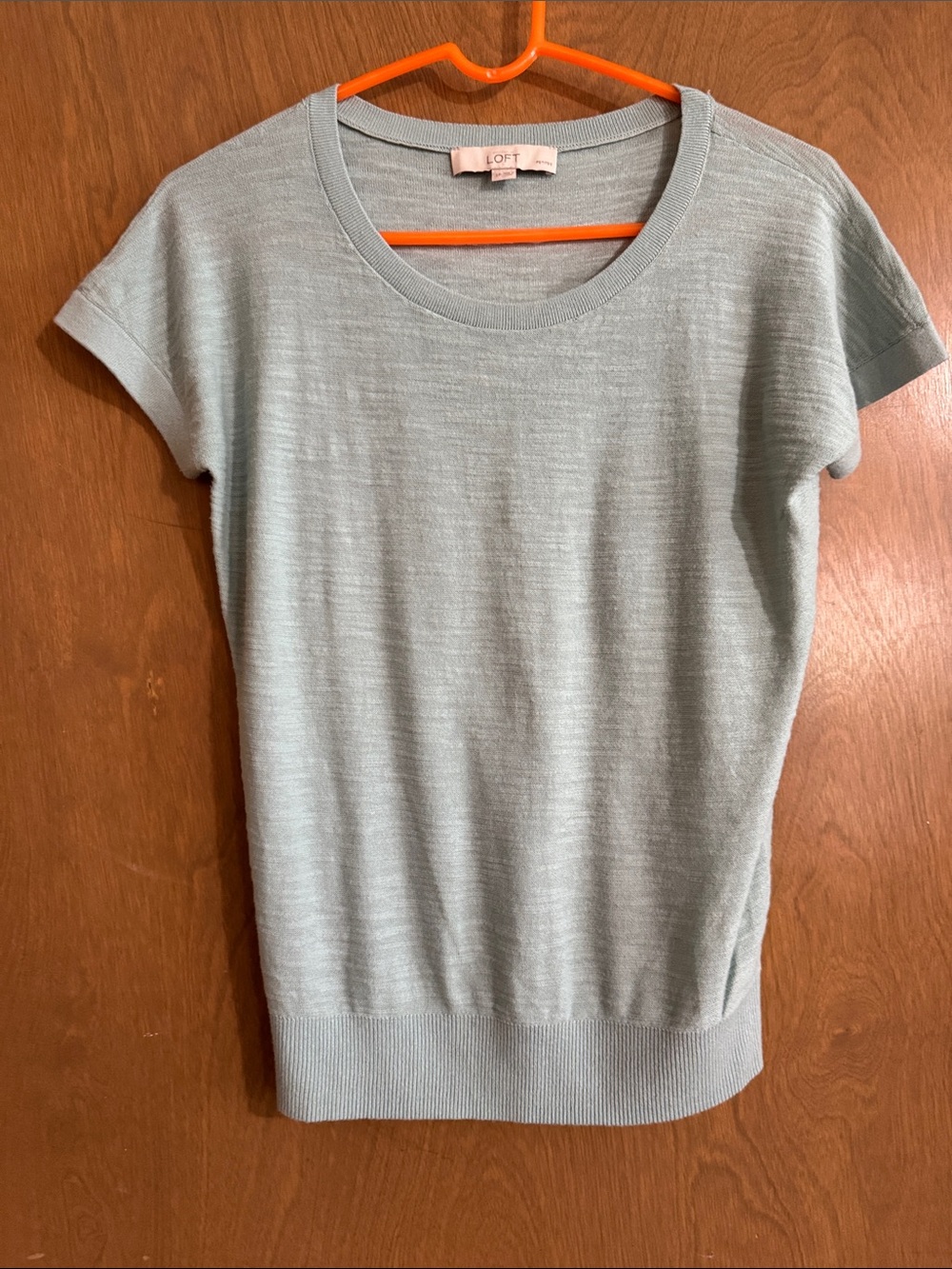 LOFT Pale Mint Short Sleeve Knit Top